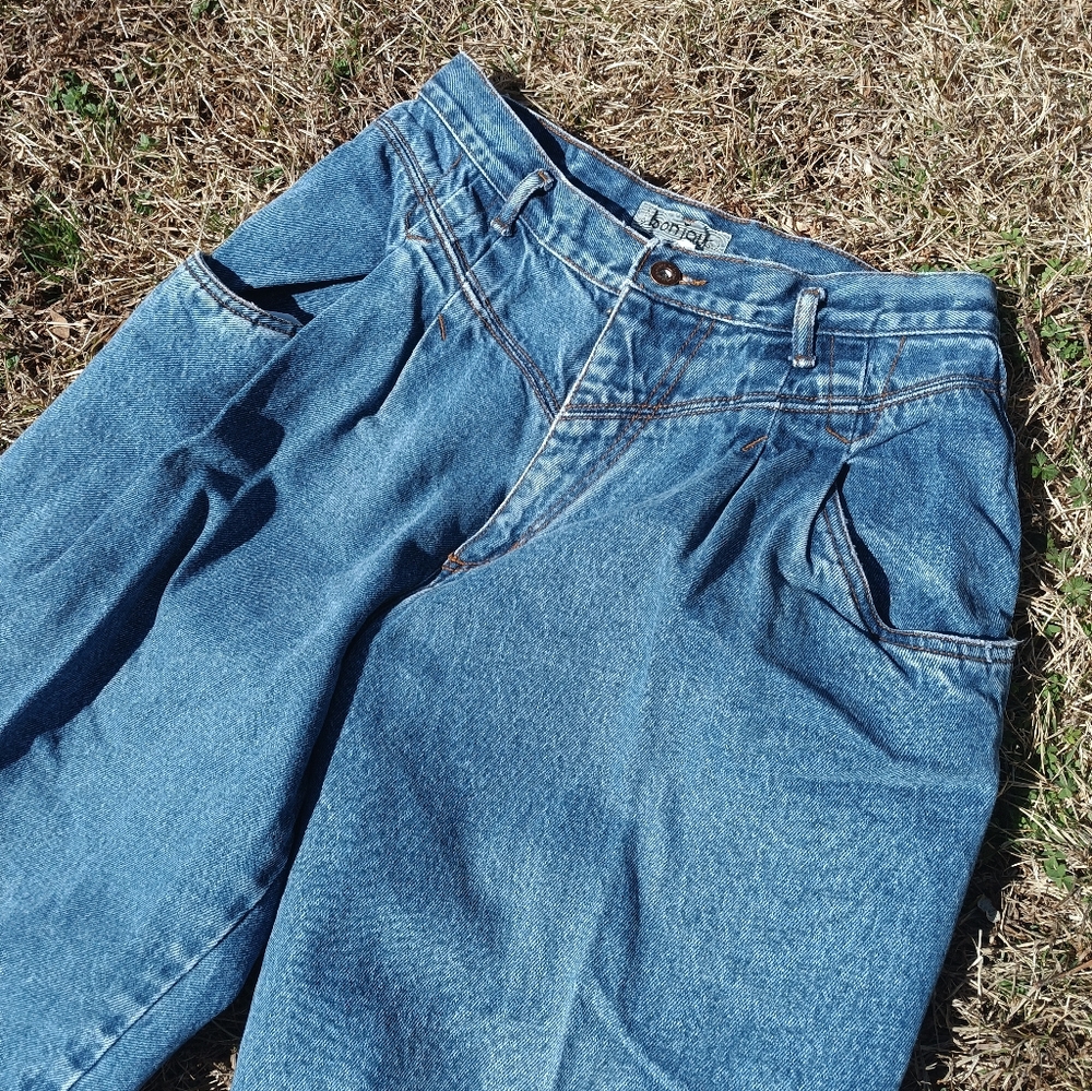 VINTAGE 80S/ 90S "BONJOUR" HIGH WAISTED, RELAXED FIT JEANS! RARE SZ 14!